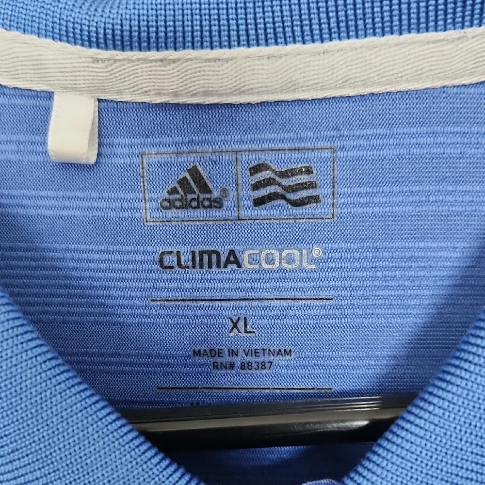 adidas Men's Striped Blue Polo Shirt
